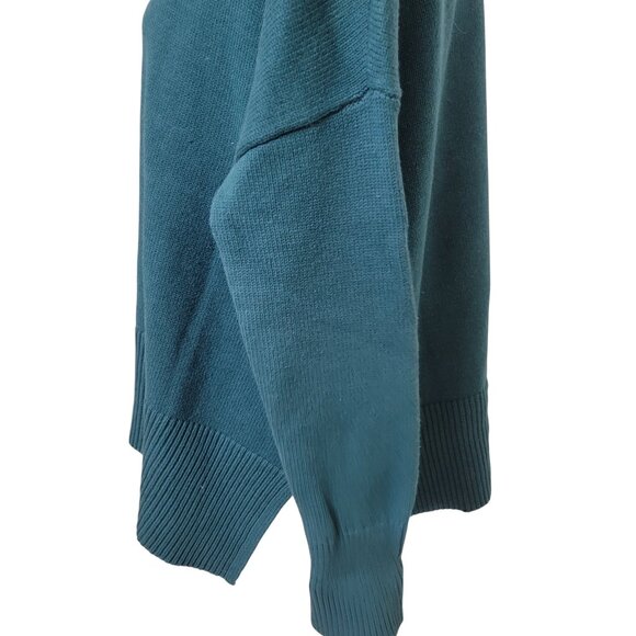 LOFT Size XS Dark Teal Cowl/Turtle Neck Sweater, Split Hem, Gentlly Used Cond. - Picture 5 of 13